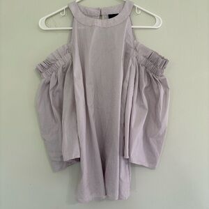 Worthington Pink Pinstripe Cold Shoulder Top - Size Medium